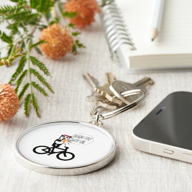 Bränn Tjock, inte oljesnål Rund Silverfärgad Nyckelring (Sidan)