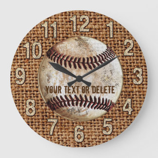 Bränn Vintagen Baseball Clock med din TEXT Stor Klocka