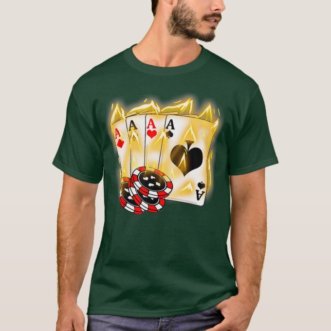 Bränna fyra Ess Poker-Coola med fyra Ess Poker T Shirt (Framsida)