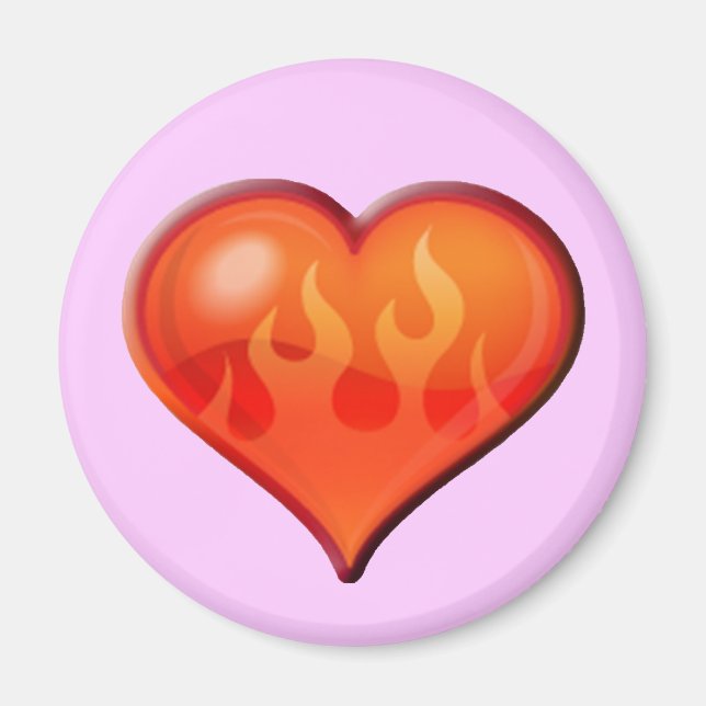 Brännande flamma hjärta magnet (Framsidan)