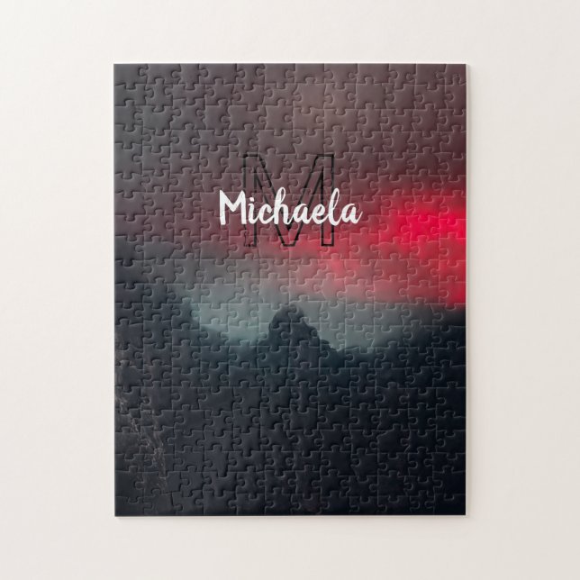 Brännande moln, dimma och berg i himlar pussel (Vertikal)