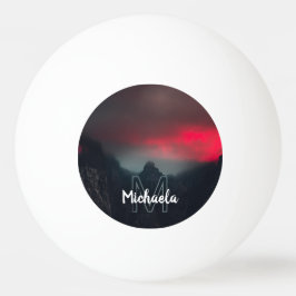 Brännande moln, dimma och berg monogram pingisboll