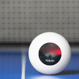 Brännande moln, dimma och berg monogram pingisboll