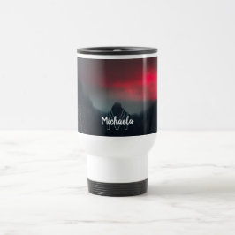 Brännande moln, dimma och berg monogram resemugg