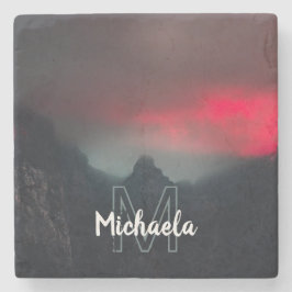 Brännande moln, dimma och berg monogram stenunderlägg