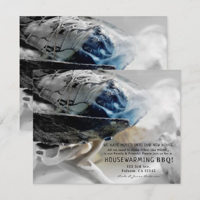 Brännande Salvia Rökning Metafysisk Hus Uppvärmnin Inbjudningar (Fram/baksida)