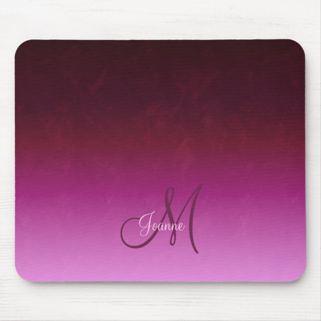 Brännhet Burgundy rosa Ombre Monogram Musmatta (Framsidan)