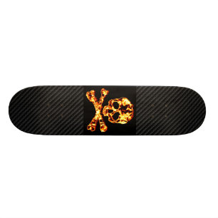 Brännhet flammande skalle och Crossbones Old School Skateboard Bräda 21,6 Cm