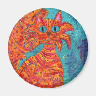 Brännhet katt på turkos magnet
