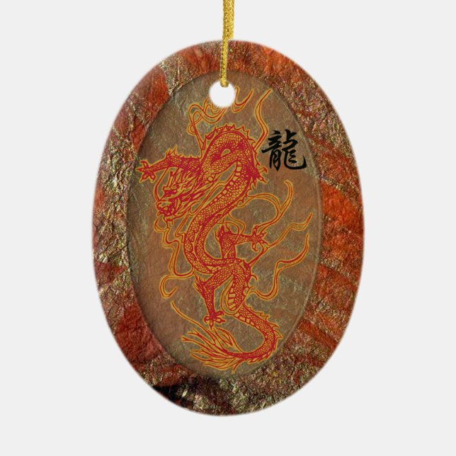 Brännhet lycka tilldrakeprydnad julgransprydnad keramik (Framsidan)