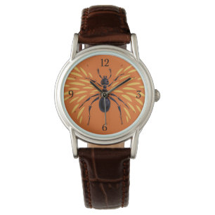 Brännhet orange entomologi för bevingad armbandsur