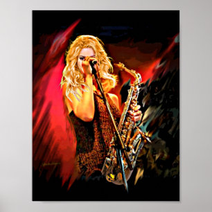 Brännhet saxofonspelare poster