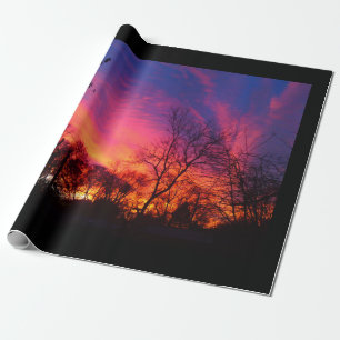 Brännhet solnedgång som slår in papper presentpapper