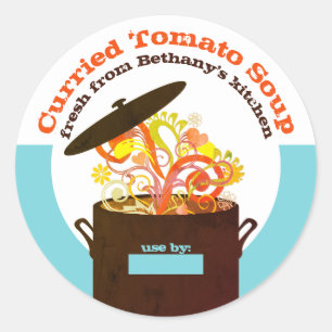 Bränning av aromasmatlagningsdegel soppa sauce can runt klistermärke