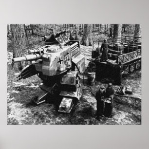 Bränning av Bipedal Panzer B/W Poster