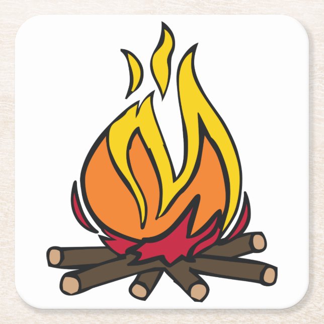 Bränning av Campfire Underlägg Papper Kvadrat (Framsidan)