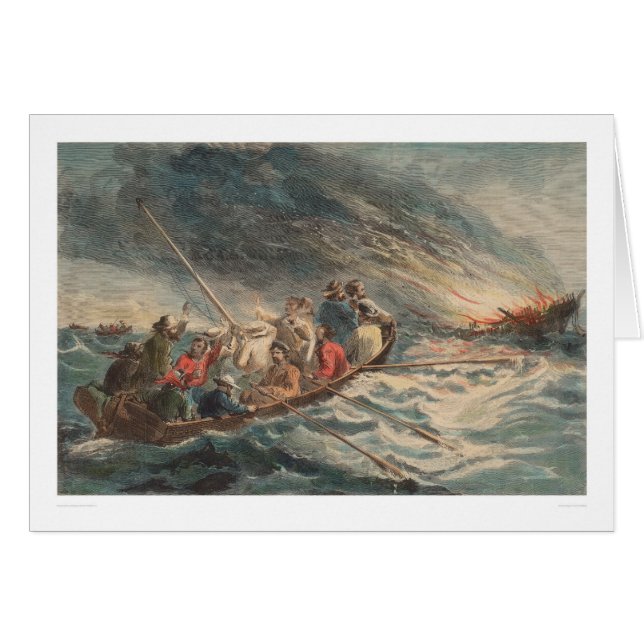 Bränning av den Kalifornien clipperen "bålgeting" Hälsningskort (Framsidan Horizontal)