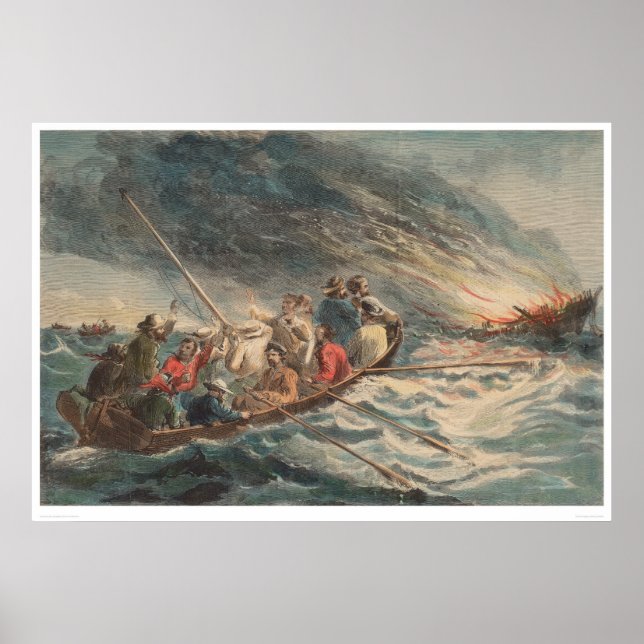Bränning av den kaliforniska klippan "Hornet" (251 Poster (Framsidan)