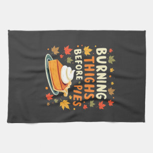 Bränning av lår före Paj Thanksgiving faller Kökshandduk