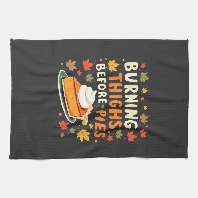 Bränning av lår före Paj Thanksgiving faller Kökshandduk (Horisontell)