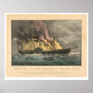 Bränning av Steamship Golden Grind (0144A) Poster
