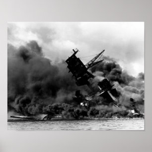 Bränning för USS Arizona i pärlemorfärg hamn Poster
