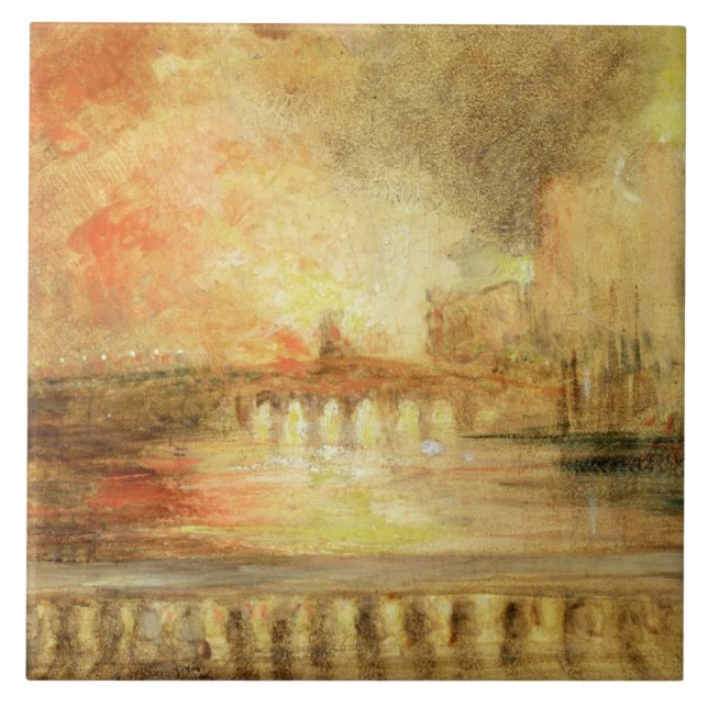 Bränningen av husen av parlamentet, previousl kakelplatta (Framsidan)