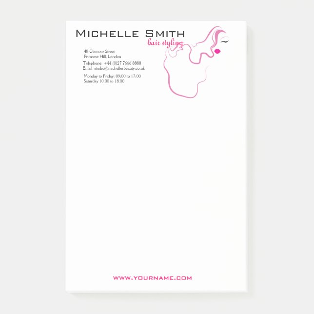 Brännmärka för Hairstyling för hår för älskvärd Post-it Block (Framsida)