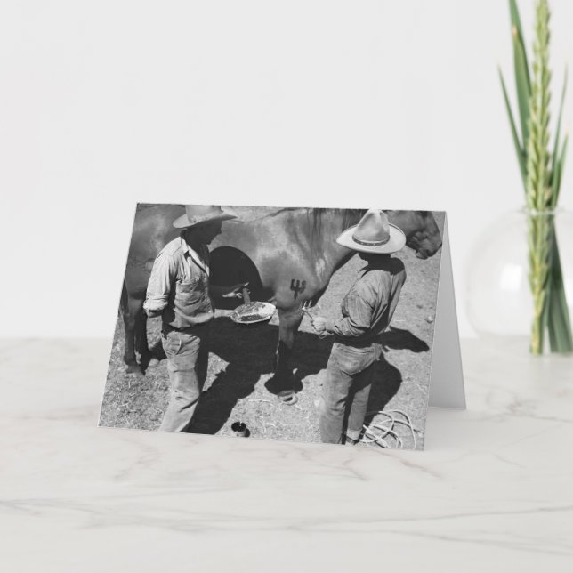 Brännmärka hästar med högaffeln brännmärka kort (Framsida)