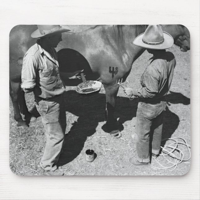 Brännmärka hästar med högaffeln brännmärka musmatta (Framsidan)