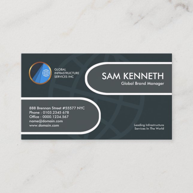 Brännmärker den globala designen för den visitkort (Framsida)