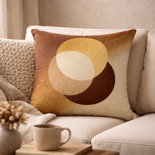 Brännt Luxe Elfenben & Guld Överlappande Kuddthrow Kudde (Ivory and gold overlap art brings a polished, warm accent to any neutral space.)