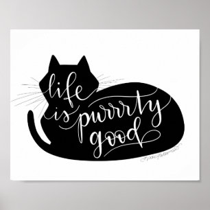 Brans livslängd - Kat Silhouette-handskrivet Poster