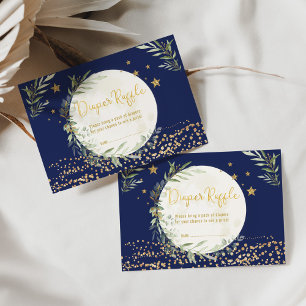 Bransch Greenery Guld Måne & Stars Diaper Raffle Tilläggskort