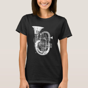 Branschinstrumentet Tuba Teckning T Shirt