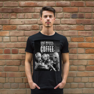 Bränsla upp med foto för Vintagen Kaffe Space Inva T Shirt