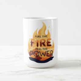 Bränsle elden känner av det motiv som krävs kaffemugg