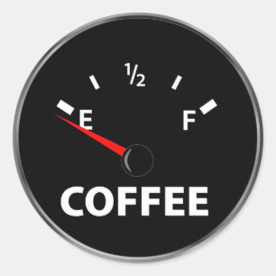 Bränslemätare utanför kaffe runt klistermärke