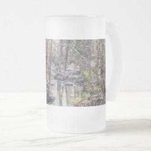 Branson Fall Bäck Winter Snö Painterly Frosted G Frostat Ölglas