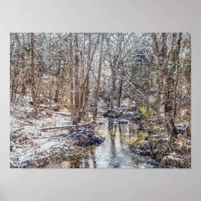 Branson Fall Bäck Winter Snö Painterly Poster (Framsidan)