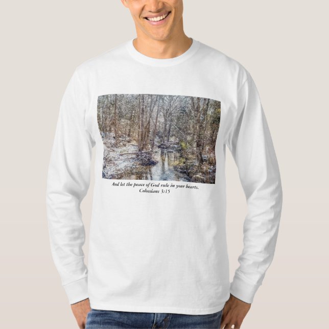Branson Fall Bäck Winter Snö Painterly Shirt T (Framsida)