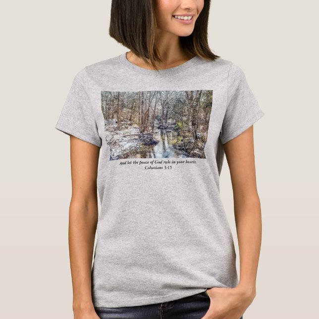 Branson Fall Bäck Winter Snö Painterly T-Shirt (Framsida)