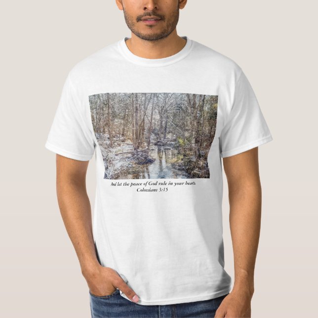 Branson Fall Bäck Winter Snö Painterly T Shirt (Framsida)