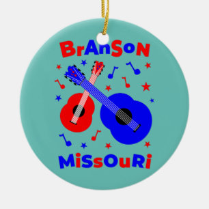 Branson Missouri Family Vacation Guitar Julgransprydnad Keramik