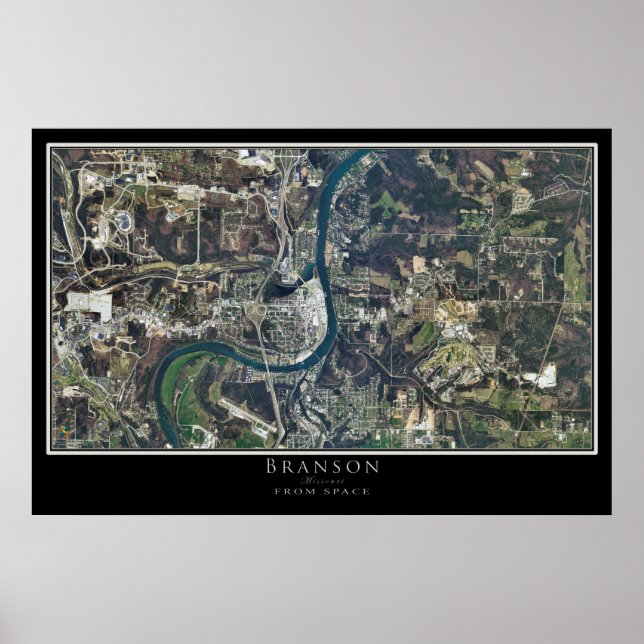 Branson Missouri Satellite Poster Karta (Framsidan)