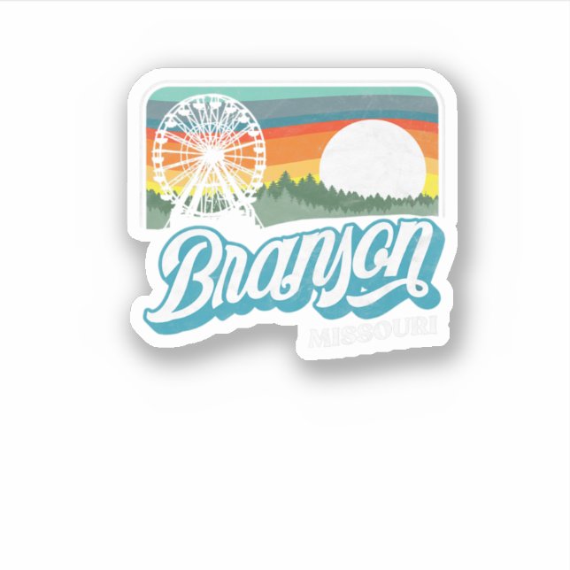 Branson Missouri Vintage 80S Stil Retro Distresse Klistermärken (Framsida)