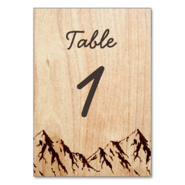 Bränt berg i Wood Rustic Bordsnummer Card