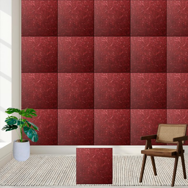 Brant Chic Red Sparkling Glitter Ceramic Tile Kakelplatta (Vibrant Chic Red Sparkling Glitter Ceramic Tile)