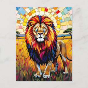Brant färgstark Lejon mosaik tom Vykort