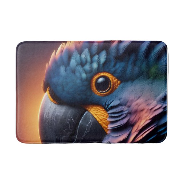 Brant Gaze: Makro Porträtt av en färgglad papegoja Badrumsmatta (Framsidan)